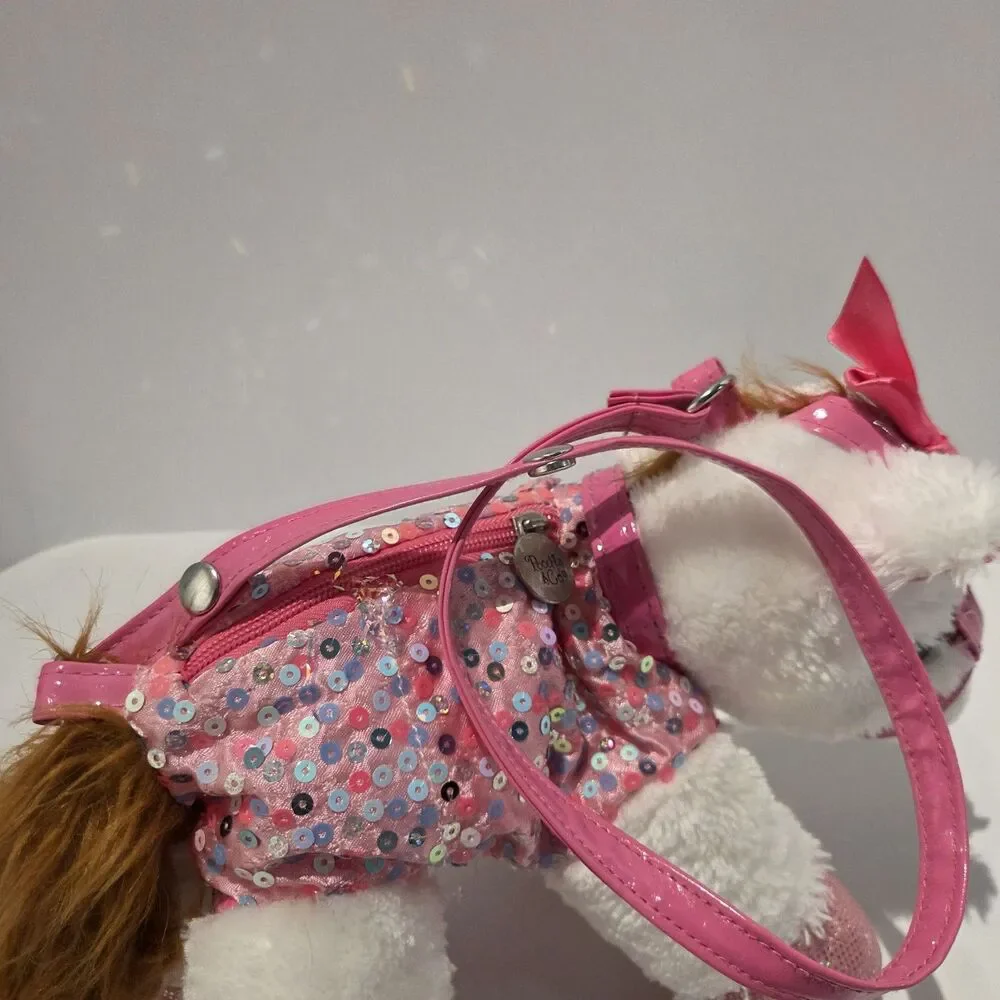 Poochie & Co Girl's Sparkly Pink White Unicorn Pony Horse purse bag